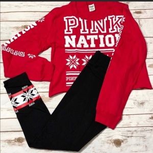 BRAND NEW! VS PINK HOLIDAY CROP TOP/ LEGGINGS SET!